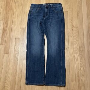 Wrangler Men Jeans 30x28 Blue Denim Retro Relaxed Boot Logo Cowboy